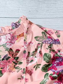 Linhara Plus-Size Women's Woven Casual Vacation Summer Shirt - Pink - View 5
