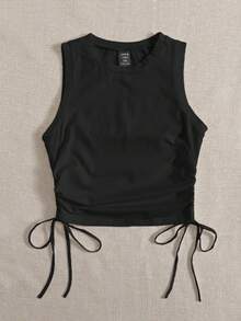 SHEIN EZwear 女士黑色针织休闲背心 - 黑色 - 查看 3