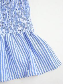 Franclia Women's Elegant Plaid Tie Shoulder Fitted Blouse, Suitable For Daily Commute, Spring/Summer - Blue - View 5