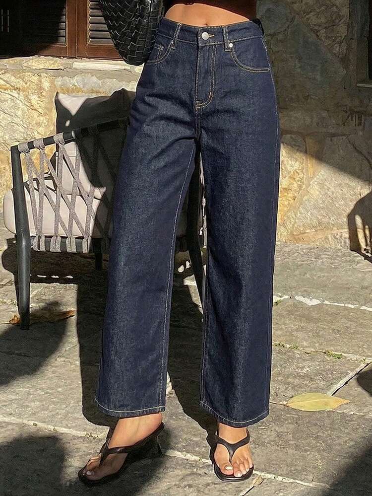 Women's Straight Leg Cropped Casual Jeans