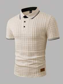 EGENSIO Men's Regular Fit Short Sleeve Half-Placket Casual Summer Polo Shirt Polo Blouse For Men - Apricot - View 3