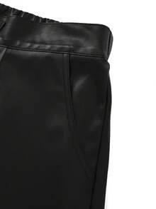 GlowEve CURVE Shorts ajustés de mode de navettage pour femmes grandes tailles, , patchwork, couleur unie - Noir - Voir 4