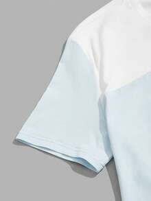 HIMLAND Men Cotton Colourblock Tee - Dusty Blue - View 3