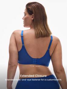 LUVLETTE Plus Dream Curve Air Unlined Full Coverage Side Support Airy Blue Mesh Basic Breezy Comfort Minimizer Bra - Blue - View 3