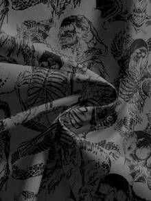 ROMWE Gothic Dark Snake Print Halloween Horror Pitiful All-Over Print Loose Wide Leg Plus Size Pants - Black - View 3