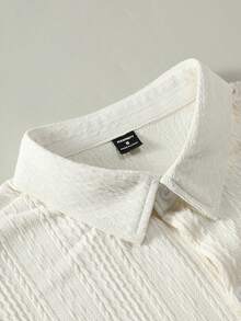 Manfinity Homme Men's Casual Button-Down Short Sleeve Shirt - Beige - View 4