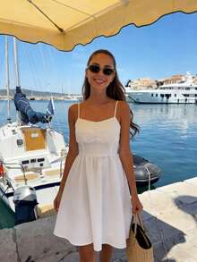 Pariaura Đầm hai dây trắng nữ tính - Dây mảnh, hở lưng, thắt eo, dáng ngắn, mùa xuân hè tươi mát. Đầm hai dây trắng ngọt ngào, tinh nghịch - Dây mảnh, hở lưng, thắt eo, dáng ngắn, mùa xuân hè sành điệu. Đầm hai dây trắng thanh lịch, sang trọng - Dây mảnh, hở lưng, thắt eo, dáng ngắn, mùa xuân hè. - trắng - Xem 3