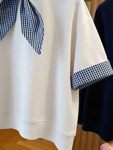 Franclia Summer Vacation Flattering Pale Yellow Lace Patchwork Shirt, Gentle Ruffled Collar Puff Sleeve Embroidered Textured Elegant Blouse - White - View 5