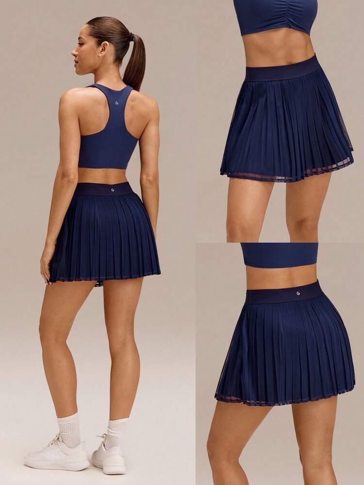 FeatherFit™-Air Big Serves Lightweight Quick-Dry Double-Layered Built-In Shorts Pleated Mesh Mini Tennis Skirt Light Support Low Impact Tennis Golf Pickleball Daily Casual Wear