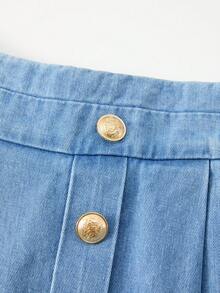 GlowEve Women's Casual Pleated Denim Shorts, Summer - Blue - View 4