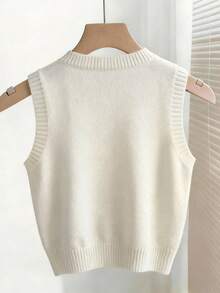 Franclia Áo vest dệt kim nữ cổ chữ V họa tiết hoa retro, thiết kế nhiều lớp, kiểu dáng mới, mùa Xuân/Hè 2025. - trắng - Xem 2
