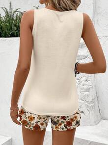 EMERY ROSE Bộ đồ nữ gồm áo tank top cổ tròn và quần short, thích hợp cho mùa hè. - Nhiều màu - Xem 4