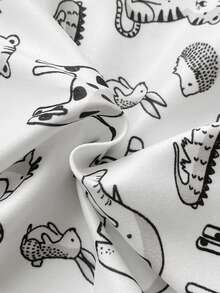 SHEIN Playful Pals 男婴休闲百搭舒适套装，包含一件披肩领条纹短袖T恤和一条可调节牛仔背带裤，适合通勤、上学、度假、运动、春夏季节穿着，尺码6个月至3岁，儿童服装，婴儿服装，幼儿T恤，幼儿背带裤 - 白色 - 查看 8