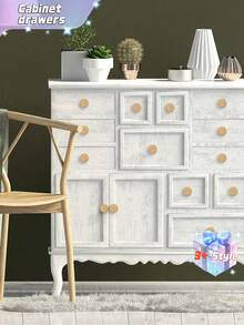 1-3pcs Rattan Drawer Knobs, 1.57inch/40mm Boho Dresser Knobs, Handmade Wood Cabinets Knobs Handles Hardware Woven Wicker Drawer Knobs With Screws For Kitchen Cabinets Dresser Pulls Furniture - Yellow - View 5