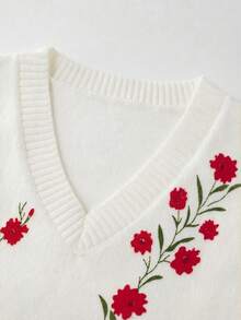 Franclia Áo vest dệt kim nữ cổ chữ V họa tiết hoa retro, thiết kế nhiều lớp, kiểu dáng mới, mùa Xuân/Hè 2025. - trắng - Xem 3