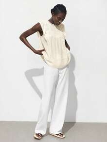 Maija Áo kiểu nữ không tay thêu ghép mảnh, phong cách Bohemian, thoải mái, thích hợp cho kỳ nghỉ biển. - Màu be - Xem 3