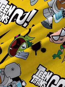 Teen Titans Go X SHEIN Tween Boy Cartoon Print Round Neck Short Sleeve Casual T-Shirt - White - View 3