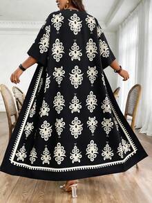 EMERY ROSE Plus-Size Ladies' Woven Printed Holiday Routine 2 Pieces Set - Black - View 2