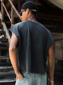 PAVTROS Camiseta de tirantes casual y suelta con gráfico de letras y cuello redondo, para verano - Negro - Ver 2