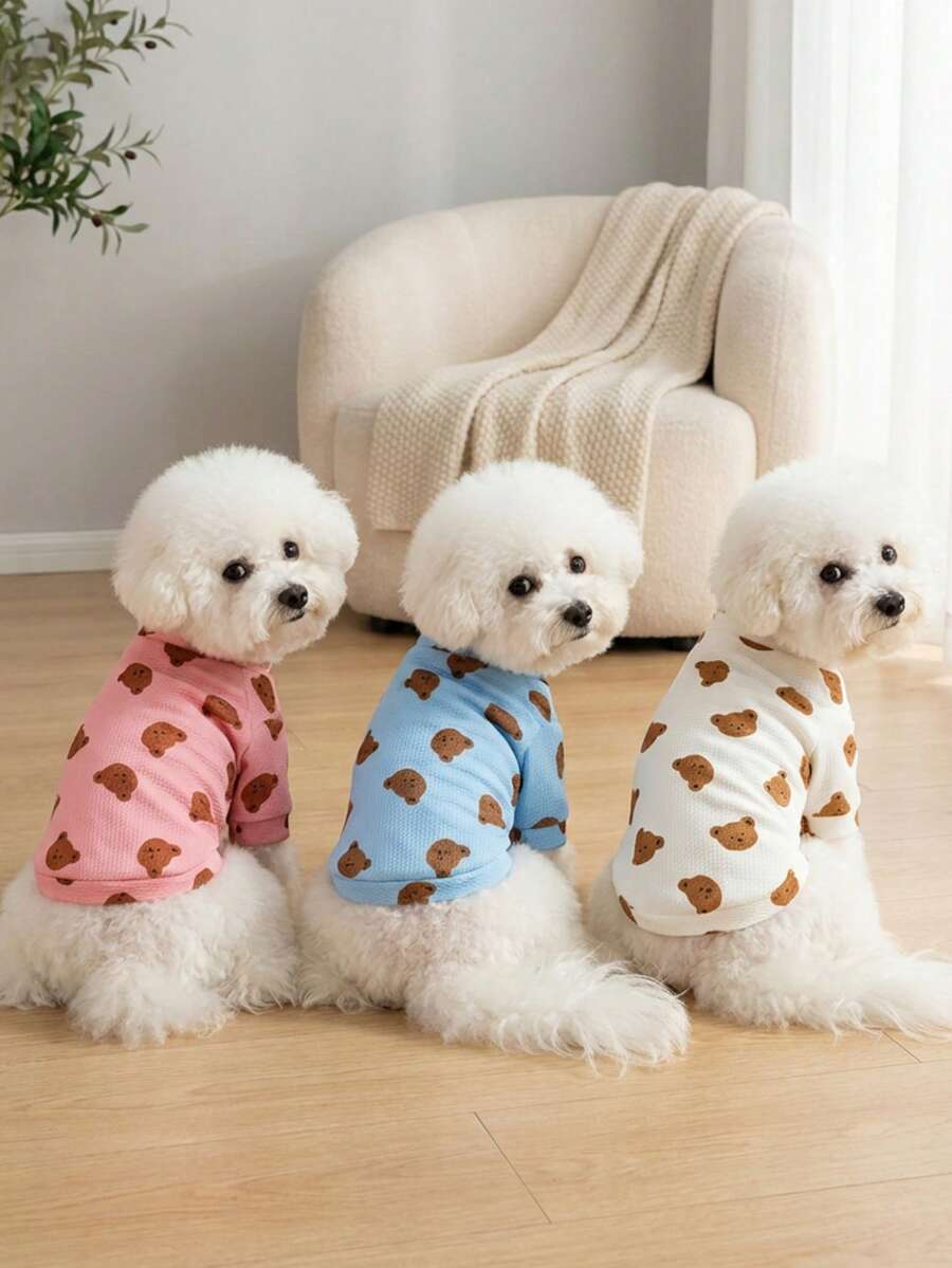 春夏新款狗狗服装、宠物服装、狗狗服装、小猫T恤、动物两足服装、休闲印花T恤、小型犬用品、休闲背心、狗狗服装、春夏新品 - 彩色 - 查看 1