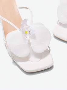 Eladyva Floral Decor High Heel Sandals, European & American Style Beach Summer Slippers, Suitable For Dates, Commuting, Banquets, Gatherings, Parties - White - View 8