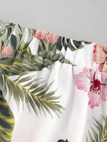 大码女式休闲度假风热带印花弹力腰半身裙，适合春、夏、秋季穿着 - 彩色 - 查看 6