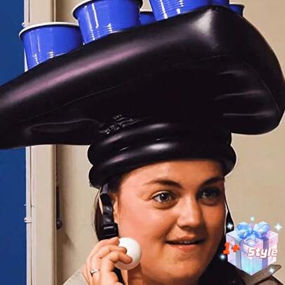 SHEIN 1 件充气啤酒套圈游戏 - 有趣的户外和家庭聚会游戏，非常适合酒吧饮酒游戏和生日庆祝活动（仅限帽子）