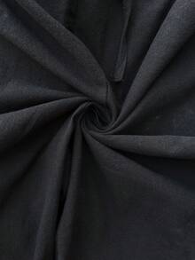 SHEIN 纯色直筒抽绳孕妇裤 - 黑色 - 查看 4