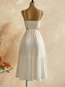 Soleia Vestidos midi para mujer, vestido elegante para mujer, vestido blanco para boda civil, top para salir, vestido de fiesta de boda, vestido de fiesta para mujer, vestido de fiesta elegante, vestido de Navidad, disfraz de Halloween para mujer, vestido de invierno, ropa de mujer para otoño, fiesta - Beis - Ver 2
