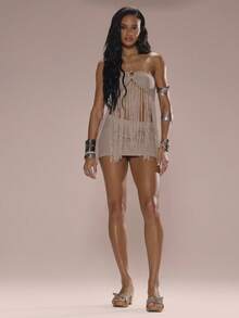 MUSERA Áo quây cổ buộc dây dệt kim tua rua mùa hè, kỳ nghỉ, đi biển, Ibiza, dễ thương, lễ hội, thanh lịch, Cherry Moon - Lạc đà - Xem 3