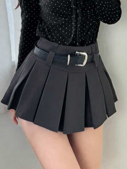 FRIFUL 女士春夏纯色褶皱短裤，宽松休闲百搭修身迷你裙