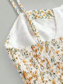 SHEIN 少女碎花吊带中长连衣裙 - 黃色 - 查看 5