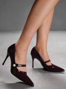 CUCCOO SZL 女士鞋 女士尖头细高跟鞋 棕色珍珠女士高跟鞋 时尚性感派对宴会夜店时尚简约高跟女鞋 - 咖啡棕 - 查看 5