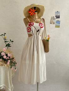 Soleia Vestidos midi para mujer, vestido elegante para mujer, vestido blanco para boda civil, top para salir, vestido de fiesta de boda, vestido de fiesta para mujer, vestido de fiesta elegante, vestido de Navidad, disfraz de Halloween para mujer, vestido de invierno, ropa de mujer para otoño, fiesta - Beis - Ver 1