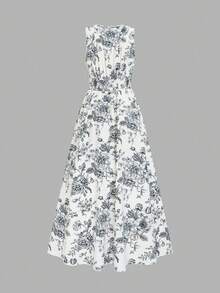 EMERY ROSE Women's Elegant Floral Print Sleeveless Dress, Summer - Multicolor - View 3