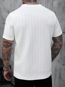 Manfinity Homme 男士圆领休闲日常短袖T恤 - 米色 - 查看 2
