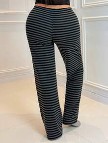 Milla Jasmine Quần sọc đen cạp siêu thấp mới dành cho nữ, Thu/Đông - màu đen - Xem 2