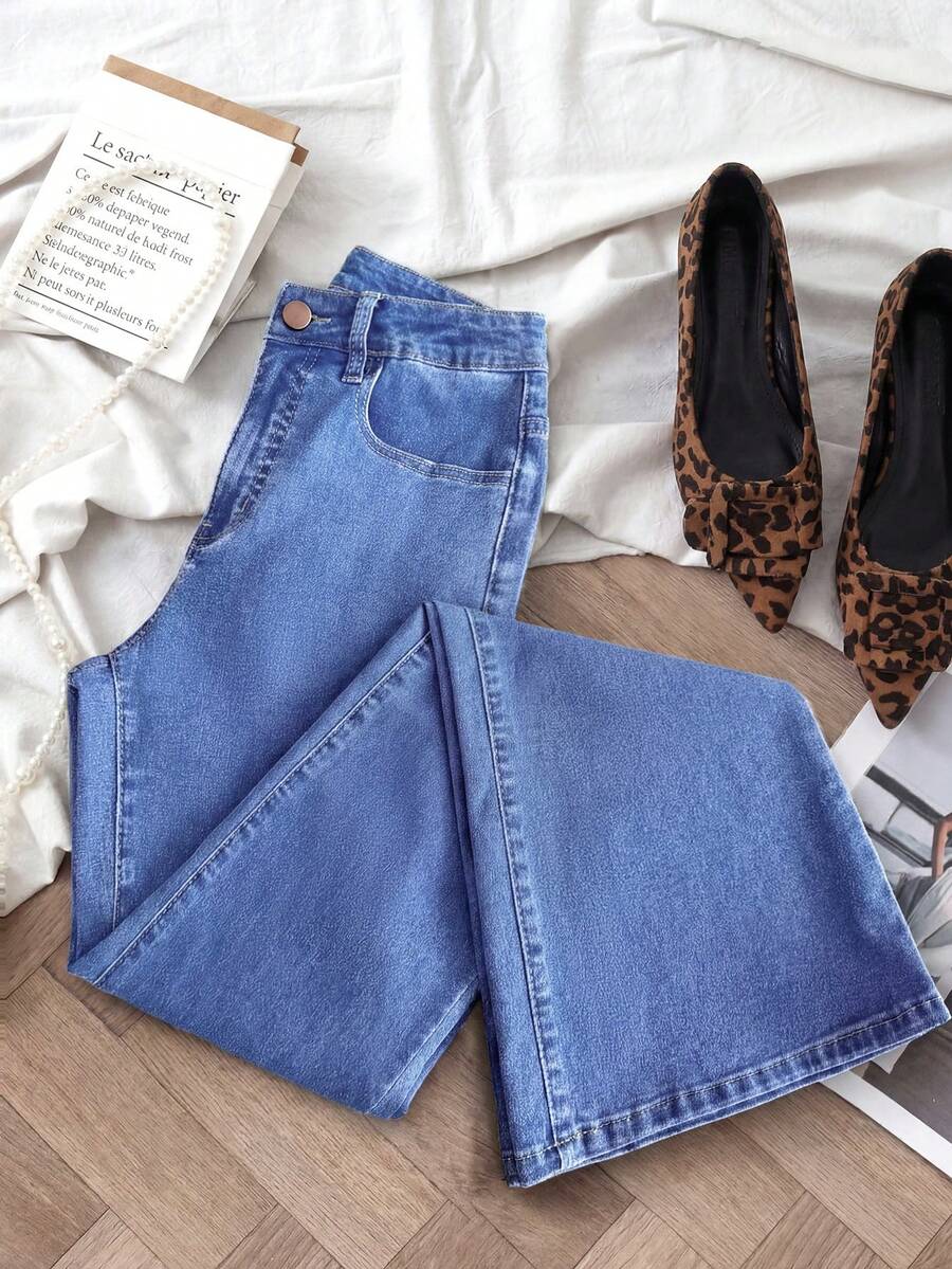 GlowEve 女士休闲日常通勤百搭喇叭牛仔裤 - 藍色 - 查看 1