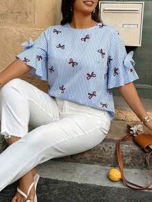 SHEIN LUNE Plus Size Women Printed Casual Shirt - Multicolor - View 4