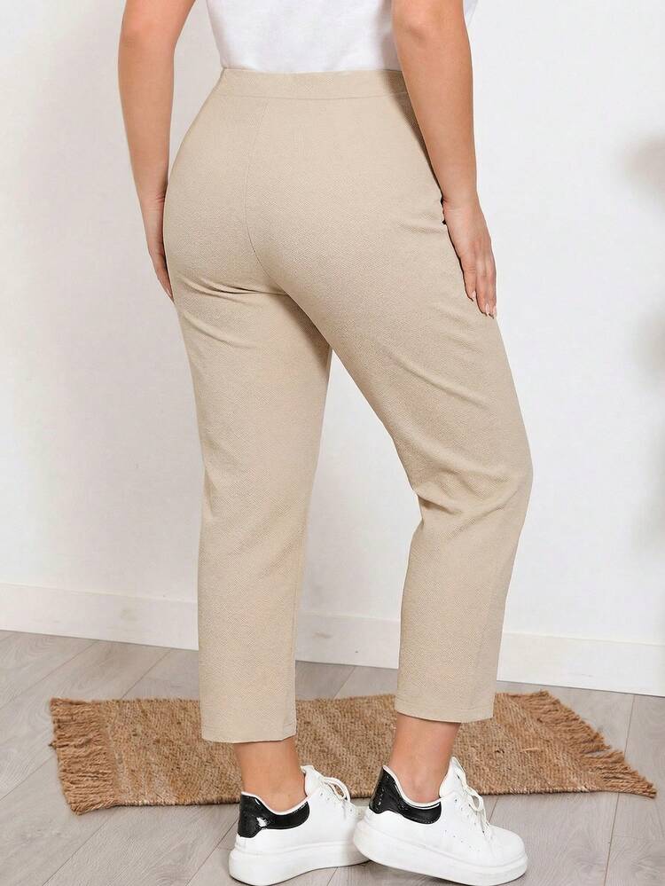 Plus Size Women Casual Solid Color Drawstring Pants