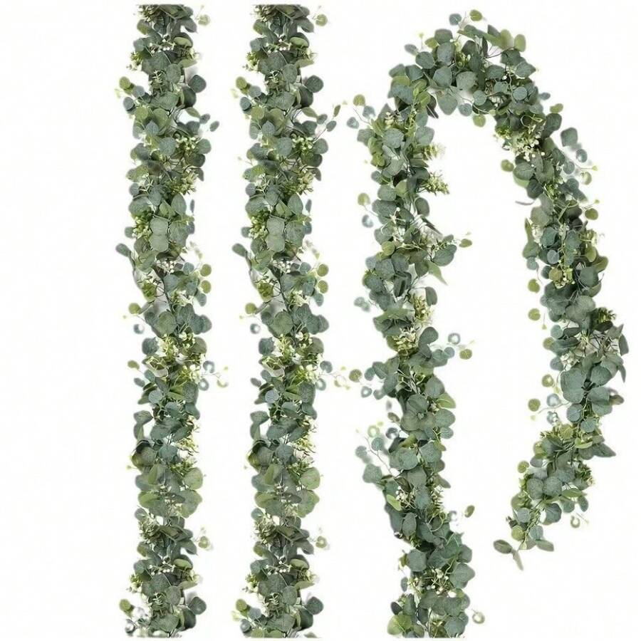 1/3/5支装人造满天星和桉树藤蔓，浪漫礼物，家居装饰，适用于餐桌、卧室、婚礼场地、花园、新年（叶子轻薄） - 彩色 - 查看 1