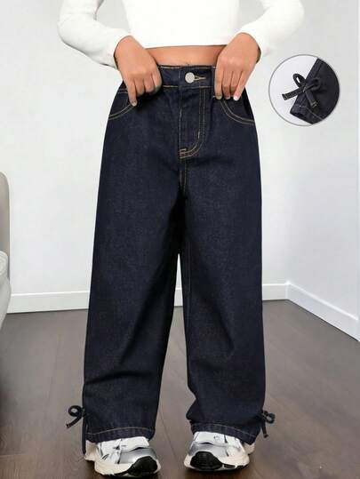 Jeans holgados con decoración de mariposa para niñas, de algodón cómodo, casual, adecuados para uso diario, fiestas, viajes, vuelta al colegio, nuevos artículos, pantalones vaqueros versátiles para exteriores y transporte