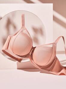 LUVLETTE Plus Curvy Lingerie Earth Tone Unlined Full Coverage Side Support Mesh Sheer Airy Basic Breezy Comfort Minimizer Bra - Redwood - View 6