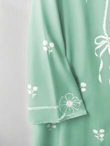 GlowEve New Spring/Summer Women's Fashion Casual Butterfly Print Long Sleeve Robe Dress With Matching Shawl, 2 Pieces Set - Multicolor - View 6