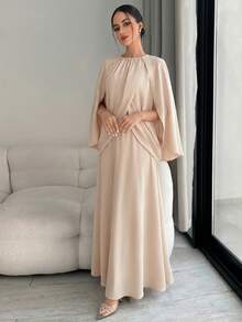 Modelyn 女士春季新款不对称上衣和长裙两件套 - 藕粉色 - 查看 4