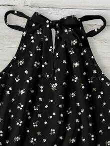 SHEIN LUNE Women's Ditsy Floral Halter Neck Camisole, Suitable For Spring And Summer,Summer Top - Multicolor - View 3