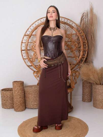 Duda Rubert Áo crop top dự tiệc bằng da PU thời trang gợi cảm dành cho nữ