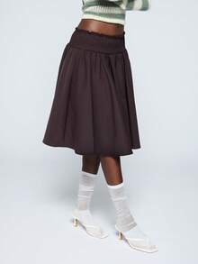 COUREZ VOLUME MIDI SKIRT WITH SHIRRED WAISTBAND - Brown - View 5