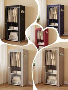 1PC Space Saving Wardrobe With Dust Cover - A Large Capacity, Multi-Color, Easy To Assemble Clothing Storage Rack Suitable For Bedrooms And Living Rooms - Multicolor - View 6