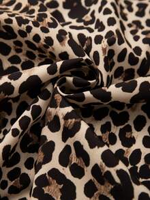 GlowEve CURVE Plus Size Women Leopard Print V-Neck Ruffle Sleeve Loose Side Slit Blouse,Khaki,Summer,Classy,Night Out Club Casual Top,Elegant Animal Print Fashion - Multicolor - View 8